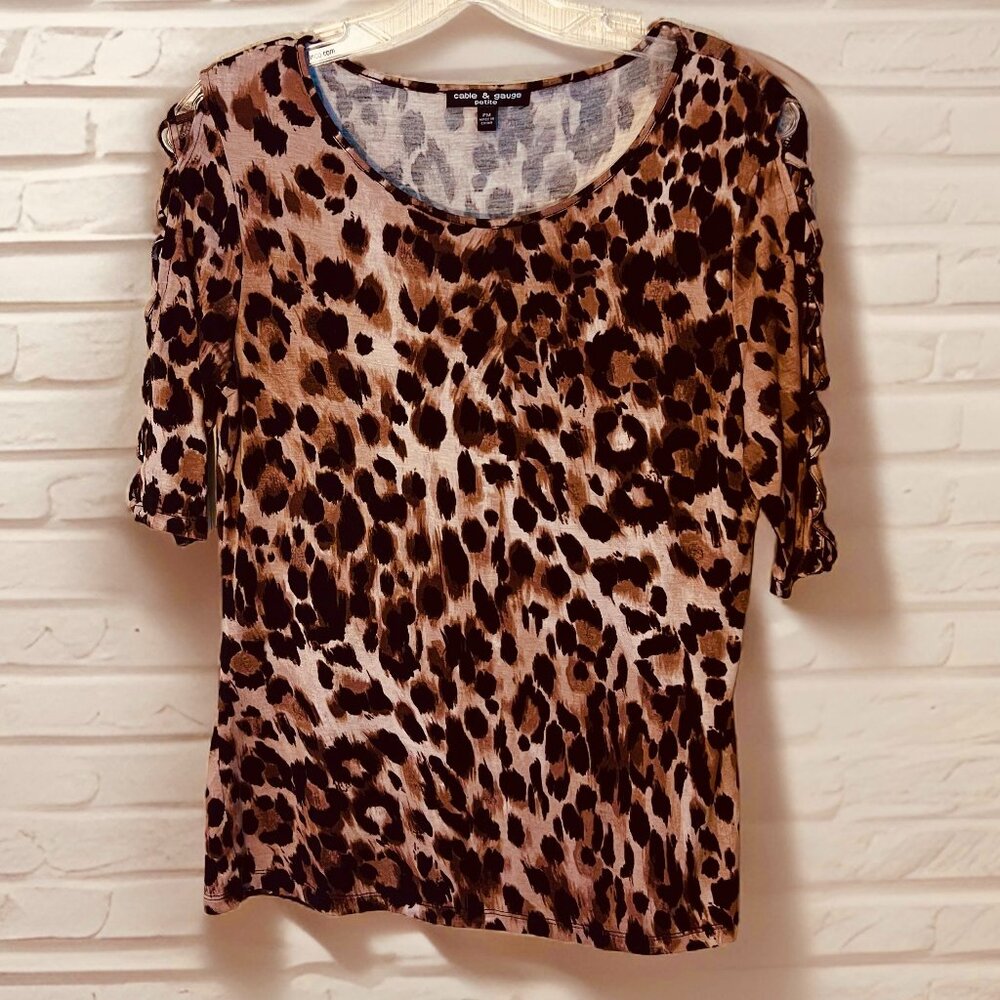 Cable & Gauge |  Cheetah | Print Top | Size M